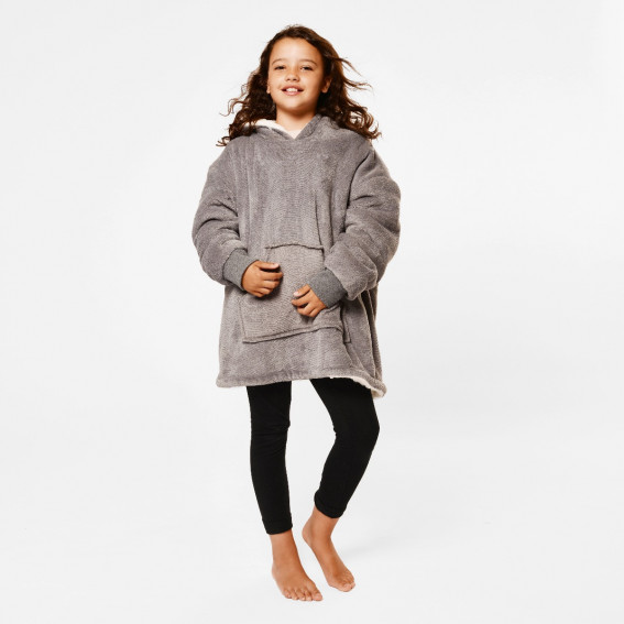 Sienna Hoodie Blanket Sherpa, Kids - Charcoal