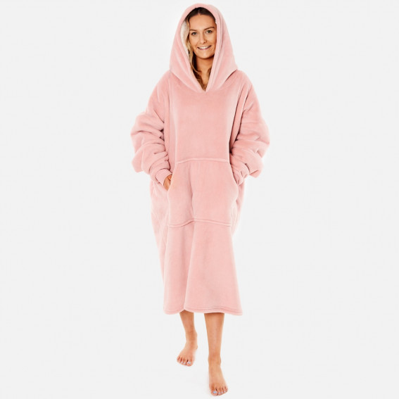 Sienna Extra-Long Sherpa Hoodie Blanket, Blush Pink