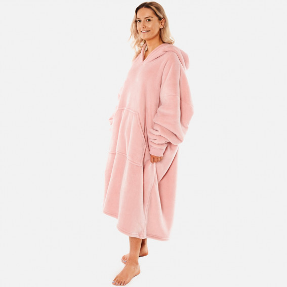 Sienna Extra-Long Sherpa Hoodie Blanket, Blush Pink