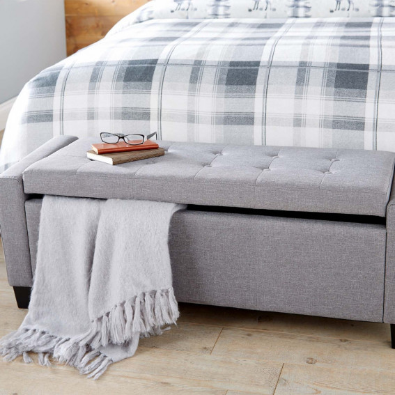 Verona Fabric Ottoman Bench - Grey