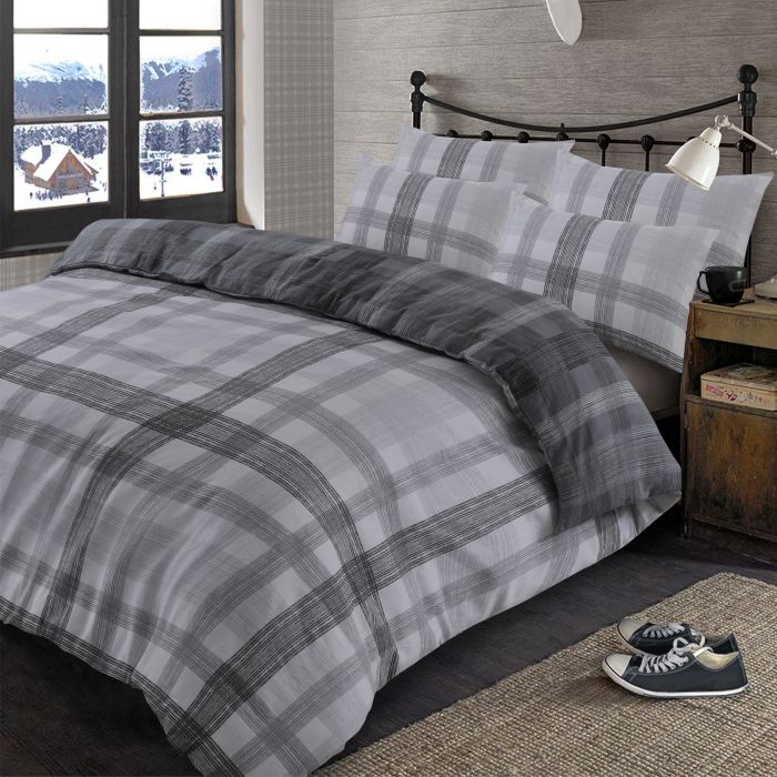 Dreamscene Boston Brushed Cotton Check Tartan Duvet Cover