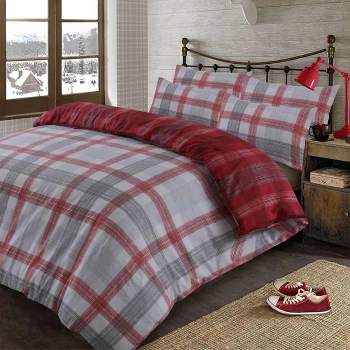 Dreamscene Boston Brushed Cotton Check Tartan Duvet Cover