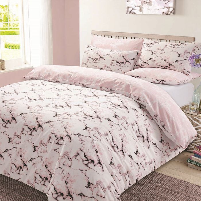 Marble Duvet Cover Set Pink