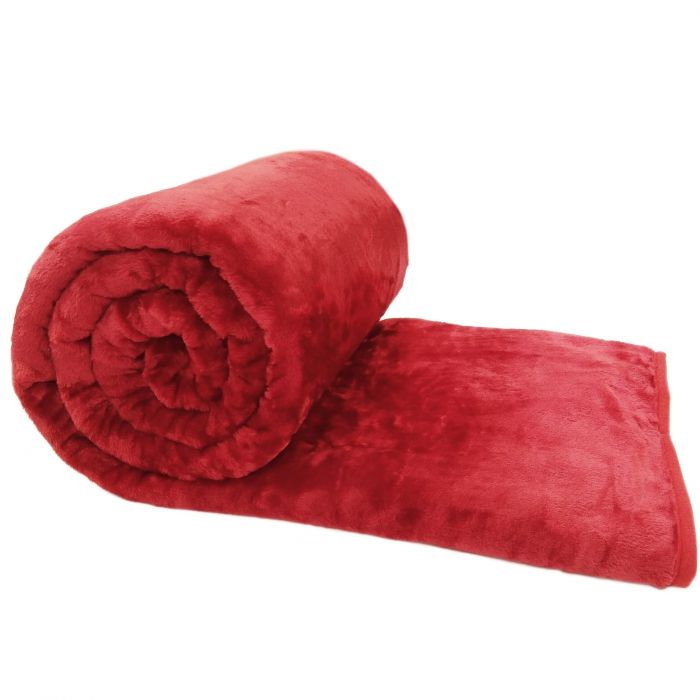 Faux Fur Mink Throw - Red