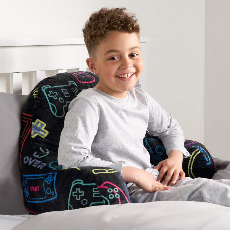 OHS Kids Gaming Fleece Cuddle Cushion - Black