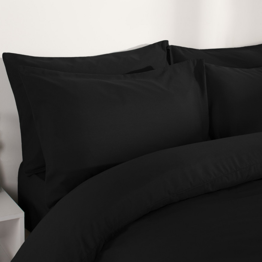 Brentfords Plain Duvet Cover Set Black