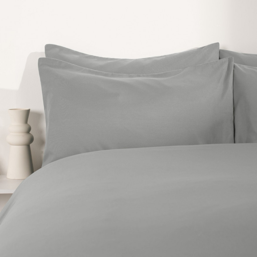 Brentfords Plain Duvet Cover Set, Grey - Single