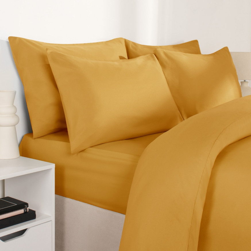 Brentfords Plain Duvet Cover Set Ochre