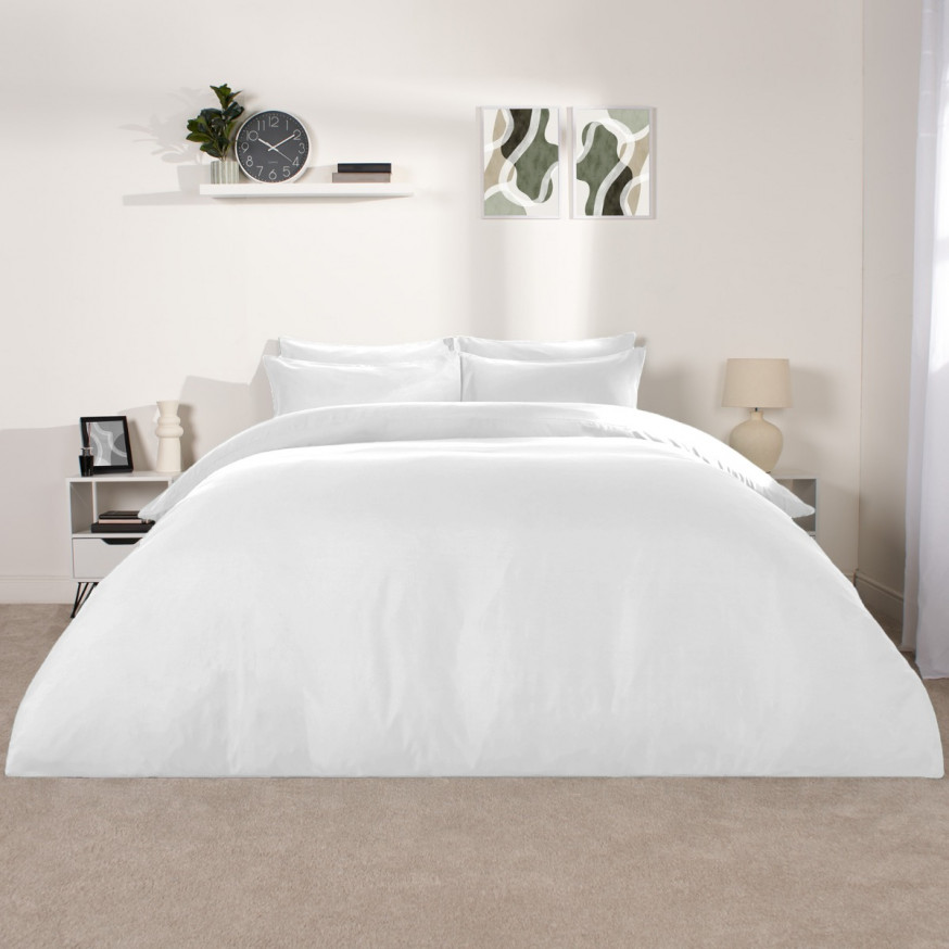 Brentfords Plain Duvet Cover Set White