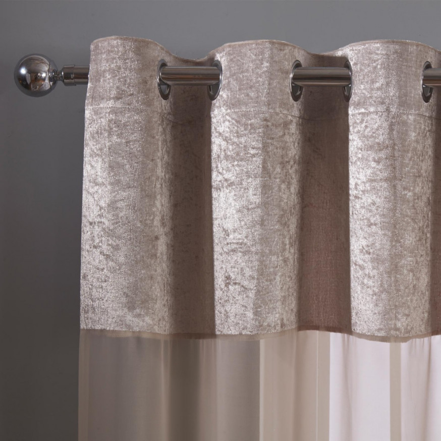 Sienna Crushed Velvet Voile Curtains, Charcoal - 55