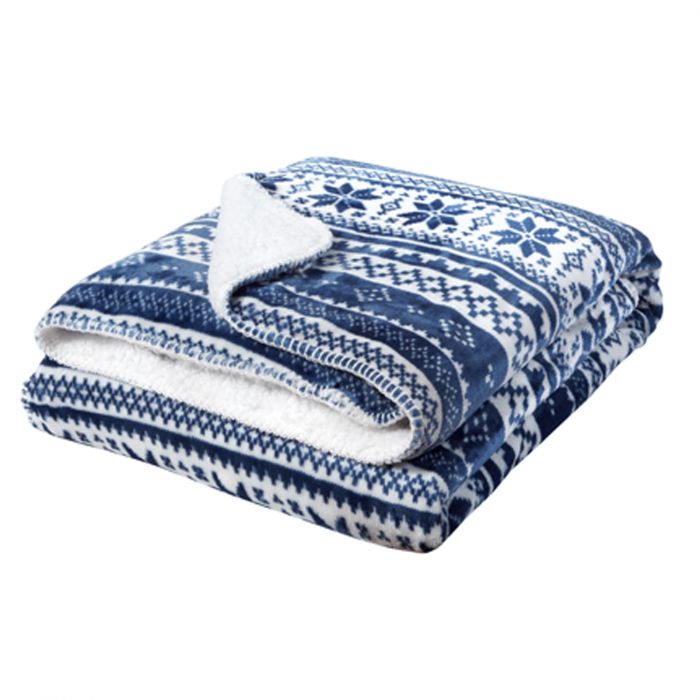 Dreamscene Nordic Sherpa Fleece Throw - 125x150cm - Blue