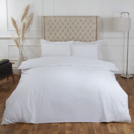 Highams 100% Cotton Plain Duvet Set - White