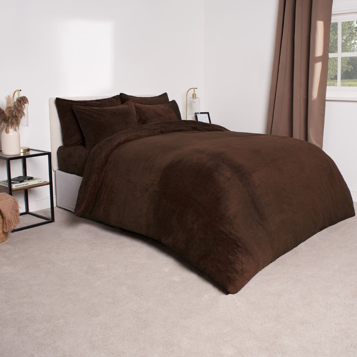 Brentfords Teddy Fleece Duvet Cover Set - Chocolate