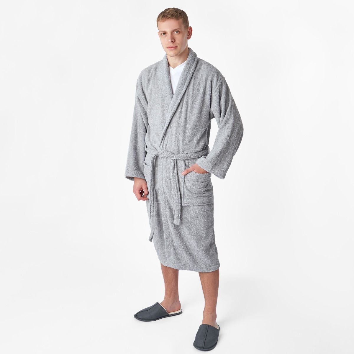 Brentfords Luxury 100% Cotton Dressing Gown - Silver Grey