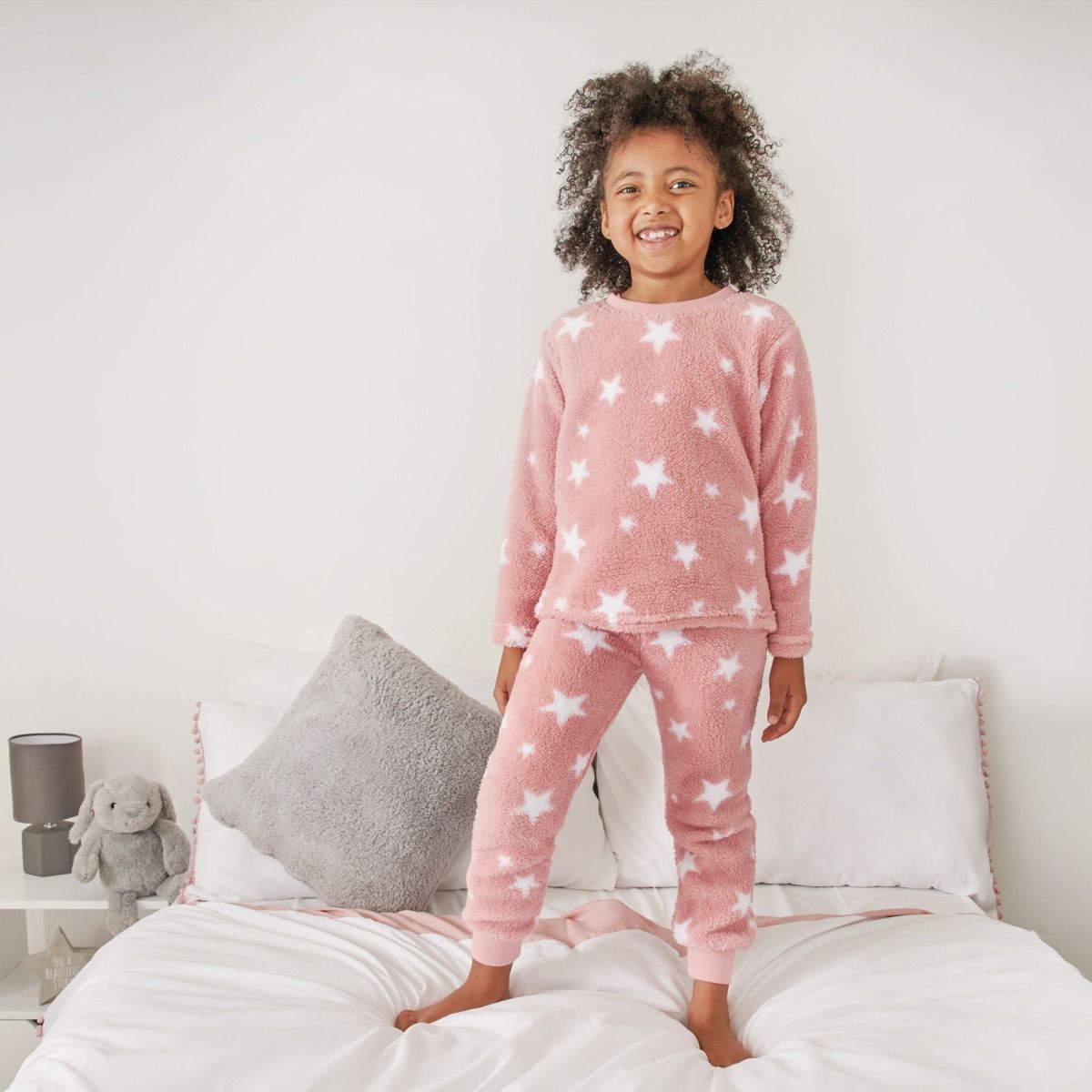 Maand zuurgraad gastheer Dreamscene Kids Star Print Fleece Pyjama Set - Blush