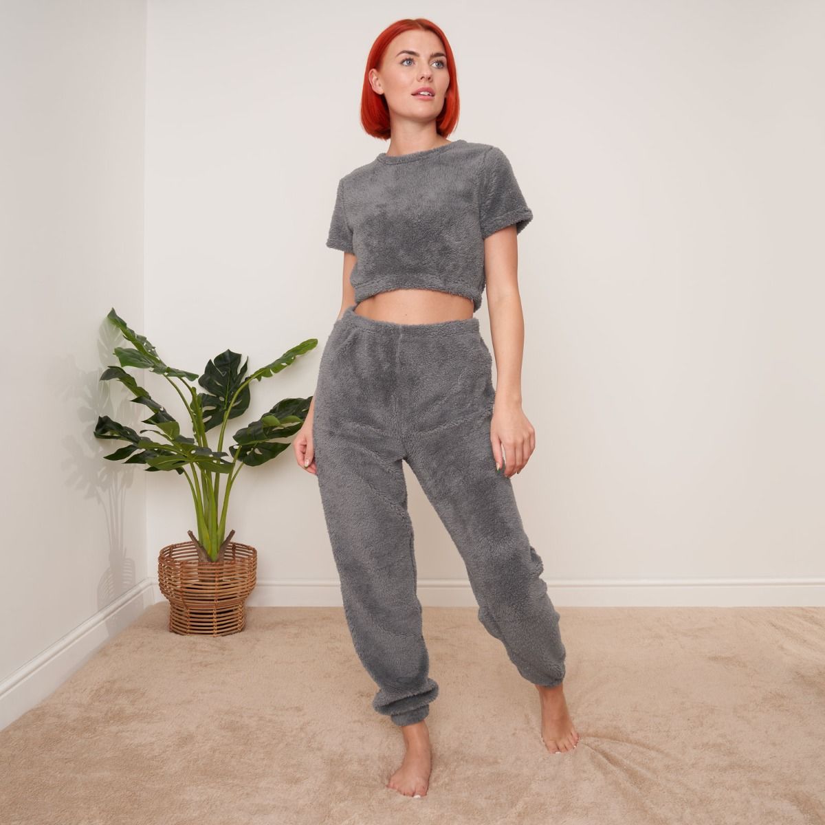 Teddy fleece short online lounge set