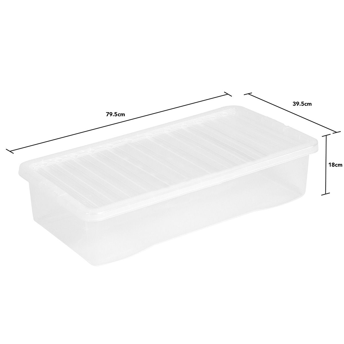 Wham Crystal Underbed Plastic Storage Box & Lid, Clear - 42 Litre