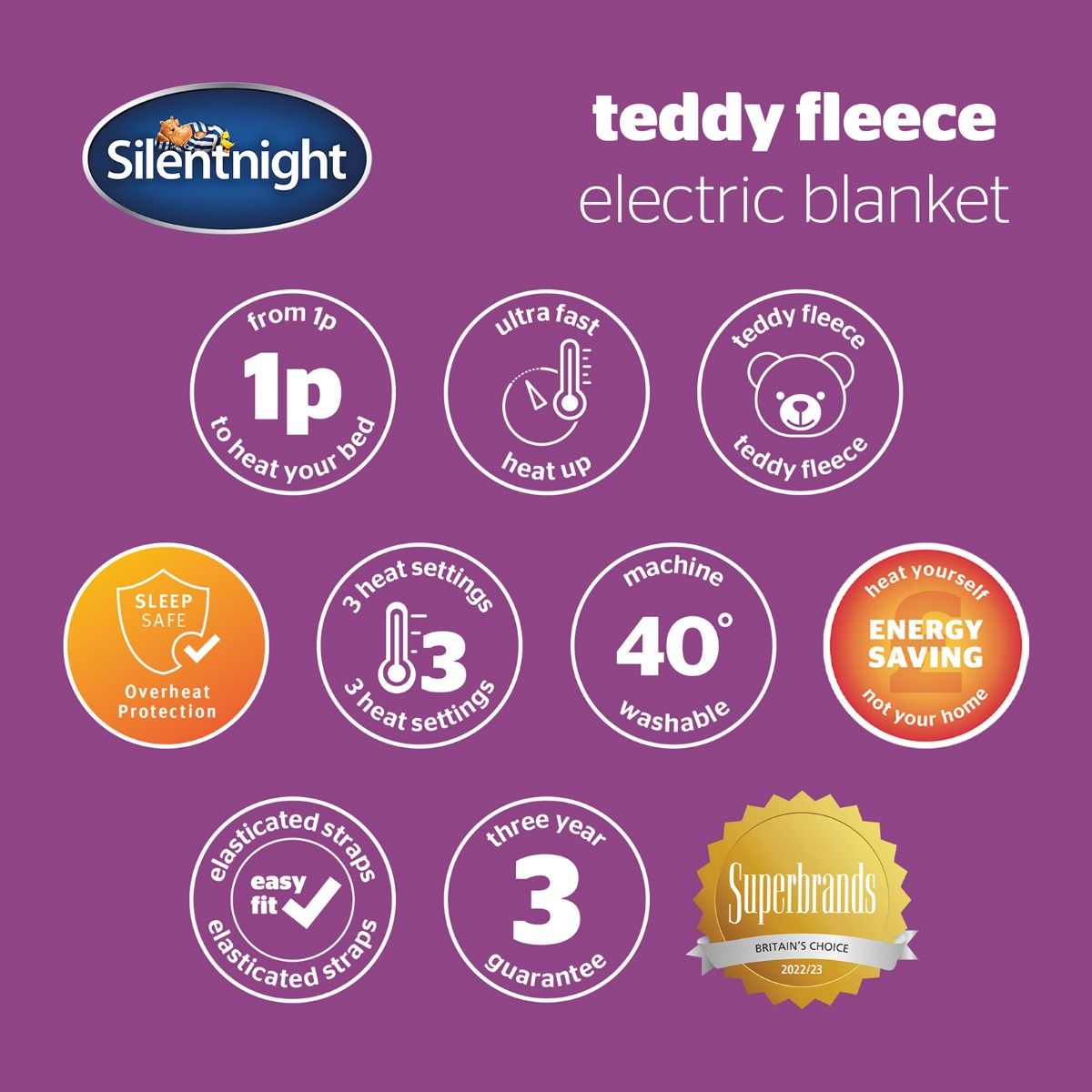 Comfort Control Teddy Fleece Heated Blanket