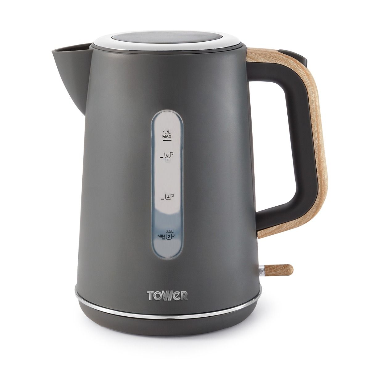 Tower Scandi Style Cordless Rapid Boil Kettle - Grey, 1.7L