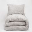 Brentfords Teddy Fleece Sherpa Reverse Duvet Cover Set Grey Super King