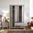 Lancaster 3-Door 2-Drawer Wardrobe - Grey